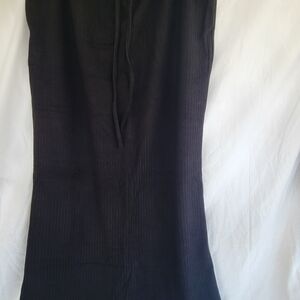 NWT Halara LargeBlack Ribbed Mid Rise Maxi Casual Drawstring Skirt with Pockets.